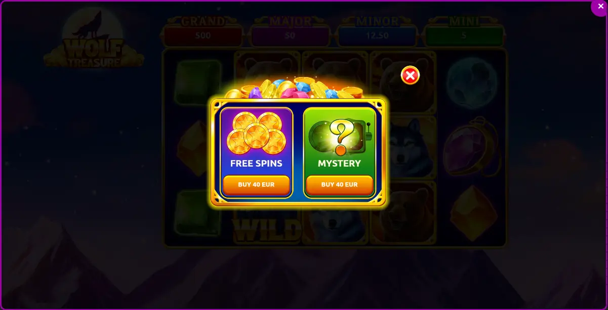 A window offering to buy free spins